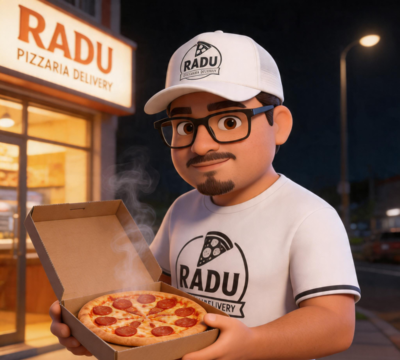 Mateus, da Radu Pizzaria, levando sua pizza quentinha